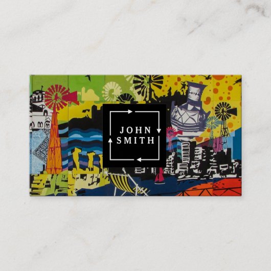 Moderne Blue Graffiti Cool Abstract Art Business C Visitekaartje (Voorkant)