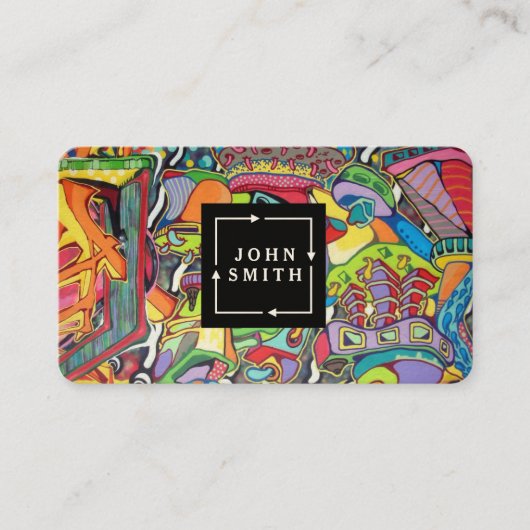 Moderne Blue Graffiti Cool Abstract Art Business C Visitekaartje (Voorkant)