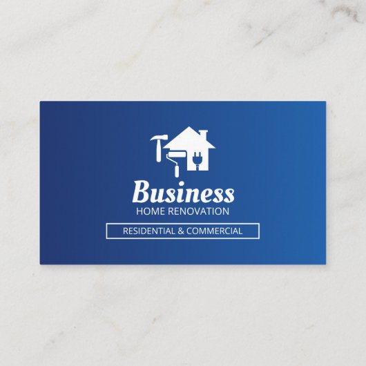 Moderne Blue Home renovatie Aannemer verbouwen Visitekaartje (Achterkant)