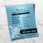 Moderne Blue House Schoonmaak Service Housekeeping Flyer<br><div class="desc">Huishoudelijke schoonmaakdienst Blue Glitter Housekeeping Flyers.</div>