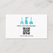 Moderne Blue House schoonmaakdiensten QR-code Visitekaartje (Achterkant)