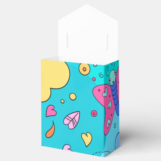 Moderne Blue Natuur Herfst Elements voor Vierbox Bedankdoosjes (Geopend)