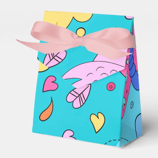 Moderne Blue Natuur Herfst Elements voor Vierbox Bedankdoosjes (Voorkant Zijde)