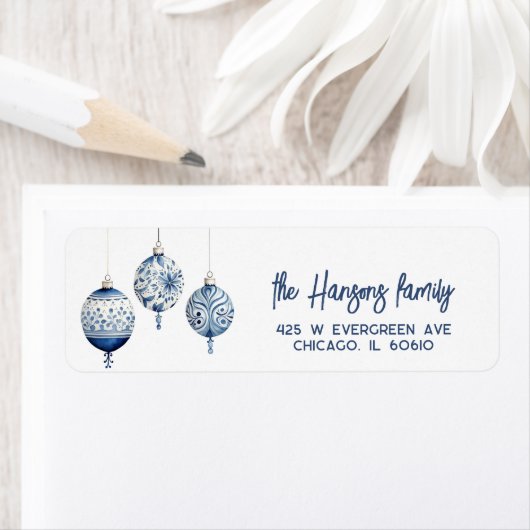 Moderne Blue Nordic Style Ornamenten Kerst Etiket (Insitu)