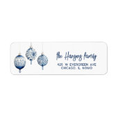 Moderne Blue Nordic Style Ornamenten Kerst Etiket (Voorkant)