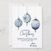 Moderne Blue Nordic Style Ornamenten Kerst Feestdagenkaart (Voorkant)