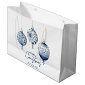 Moderne Blue Nordic Style Ornamenten Vrolijk Kerst Groot Cadeauzakje (Voorkant Gekanteld)