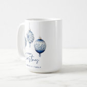 Moderne Blue Nordic Style Ornamenten Vrolijk Kerst Koffiemok (Voorkant links)