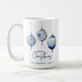 Moderne Blue Nordic Style Ornamenten Vrolijk Kerst Koffiemok (Links)
