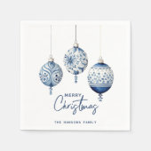Moderne Blue Nordic Style Ornamenten Vrolijk Kerst Servet (Voorkant)