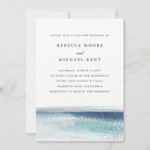 Moderne Blue Ocean Beach Nautische bruiloft Kaart (Voorkant)