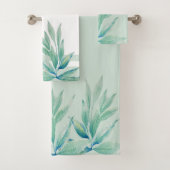 Moderne Blue Ocean Planten Waterverf Bad Handdoek (Insitu)