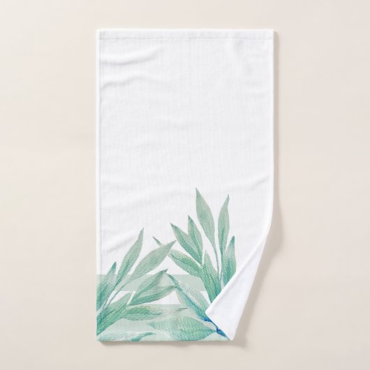 Moderne Blue Ocean Planten Waterverf Bad Handdoek (Handdoek)