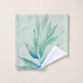 Moderne Blue Ocean Planten Waterverf Bad Handdoek (Wasdoekje)