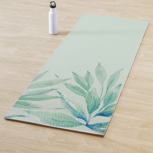 Moderne Blue Ocean Planten Waterverf Yogamat (In situ)