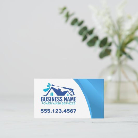 Moderne Blue Power Wash House reiniging Visitekaartje (Staand voorkant)
