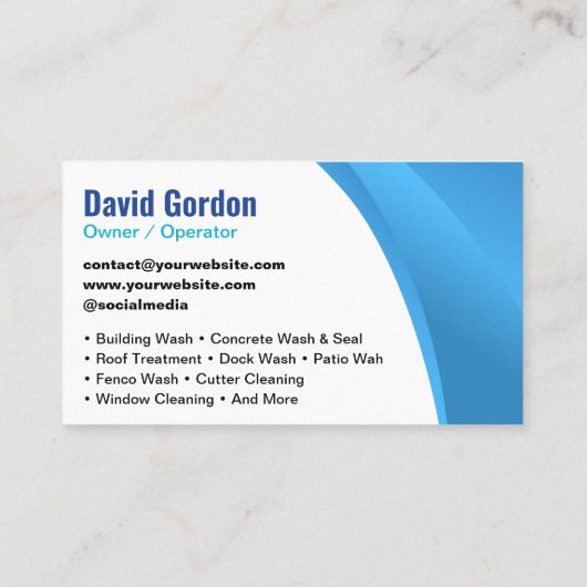 Moderne Blue Power Wash House reiniging Visitekaartje (Achterkant)