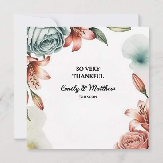 Moderne Blue Roos Designer Dank u kaart (Voorkant)