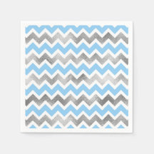 Moderne Blue Silver baby shower servetten