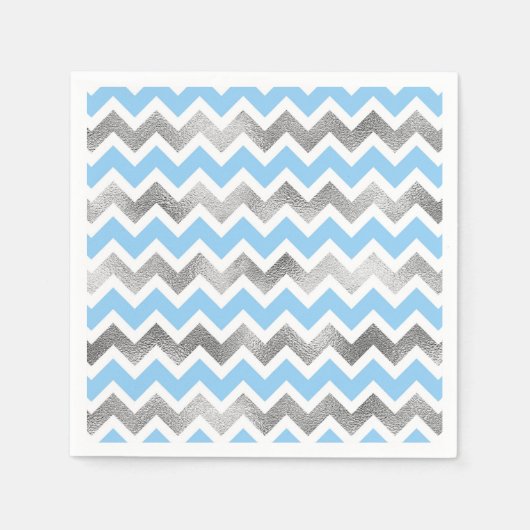 Moderne Blue Silver baby shower servetten (Voorkant)