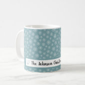 Moderne Blue Snowflake Coffee Mok (Voorkant links)