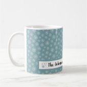 Moderne Blue Snowflake Coffee Mok (Links)