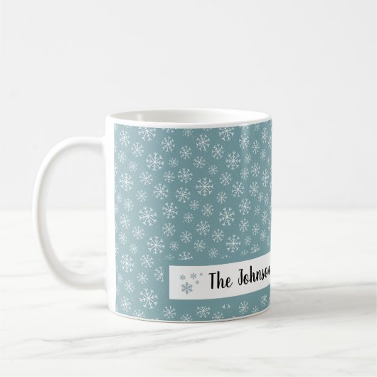 Moderne Blue Snowflake Coffee Mok (Links)