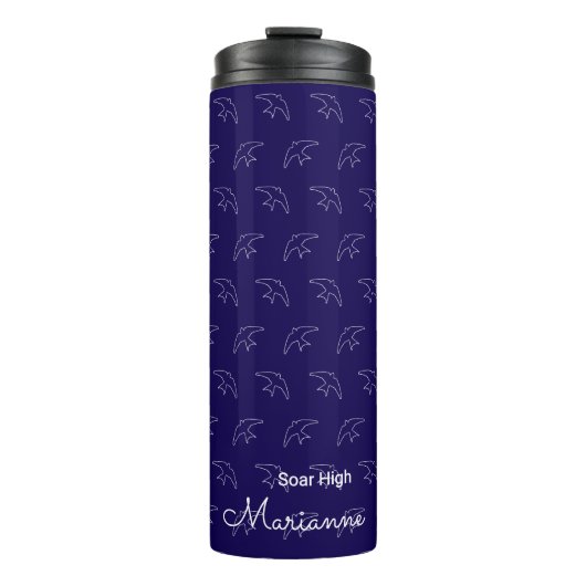Moderne Blue Swallow Pattern Thermal Tumbler Thermosbeker (Voorkant)