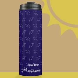Moderne Blue Swallow Pattern Thermal Tumbler Thermosbeker
