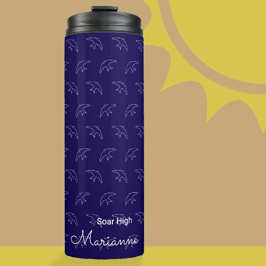 Moderne Blue Swallow Pattern Thermal Tumbler Thermosbeker