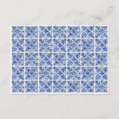Moderne Blue Tegels bruiloft receptie Informatiekaartje (Achterkant)
