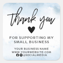 Moderne Blue Waterverf Business Hartelijk dank Vierkante Sticker