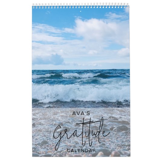 Moderne Blue Wave Fotografie Dankbaarheidskalender Kalender (Hoes)