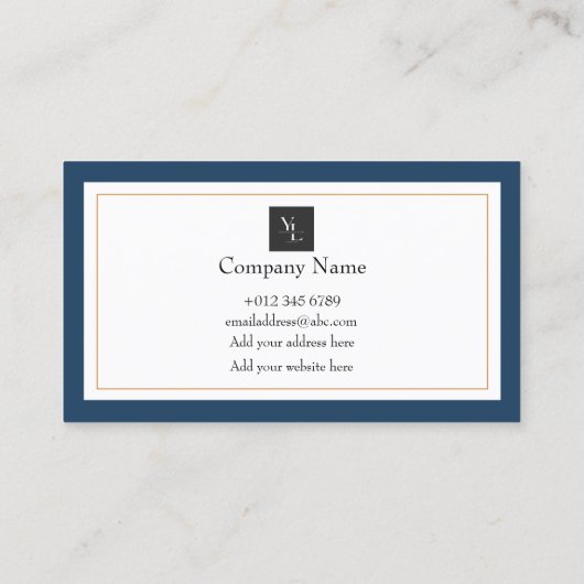 Moderne Blue White Gold Hartelijk dank Visitekaartje (Achterkant)