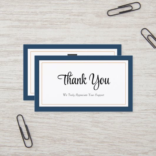 Moderne Blue White Gold Hartelijk dank Visitekaartje (Voorkant / Achterkant in situ)