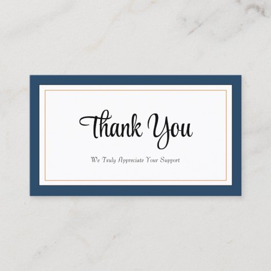 Moderne Blue White Gold Hartelijk dank Visitekaartje (Voorkant)
