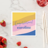 Moderne Blue Yellow Custom Gefeliciteerd Afstudere Servet (Insitu)