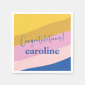 Moderne Blue Yellow Custom Gefeliciteerd Afstudere Servet (Voorkant)