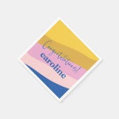 Moderne Blue Yellow Custom Gefeliciteerd Afstudere Servet (Hoek)