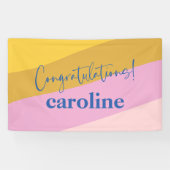 Moderne Blue Yellow Custom Gefeliciteerd Afstudere Spandoek (Horizontaal)