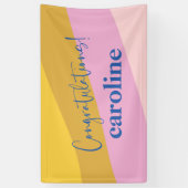 Moderne Blue Yellow Custom Gefeliciteerd Afstudere Spandoek (Verticaal)