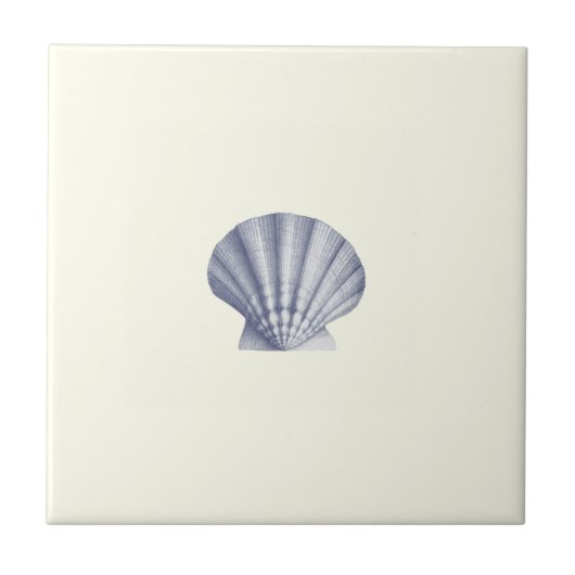 Moderne  Blue Zee Shell op Ivoor Tegeltje (Voorkant)