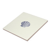 Moderne  Blue Zee Shell op Ivoor Tegeltje (Zijkant)