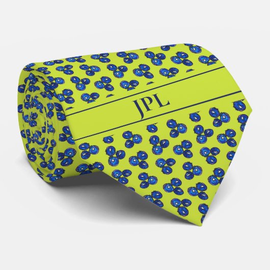 Moderne Blueberry-Initialen Levendig Vet Fun Novel Stropdas (Opgerold)