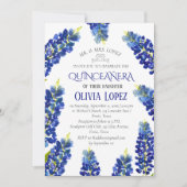 Moderne Bluebonnets Quinceañera Floral 15 Verjaard Kaart (Voorkant)