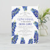 Moderne Bluebonnets Quinceañera Floral 15 Verjaard Kaart (Staand voorkant)