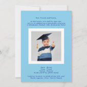 Moderne Blues & Witte Hogeschoolfoto Afstudeerders Aankondiging (Achterkant)