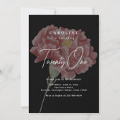 Moderne Blush Anjer Zwarte Verjaardag Kaart (Voorkant)