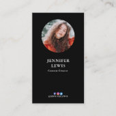 Moderne Blush & Black Foto Sociale Media Visitekaartje (Voorkant)