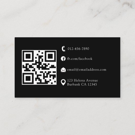 Moderne Blush & Black QR Code Foto Visitekaartje (Achterkant)
